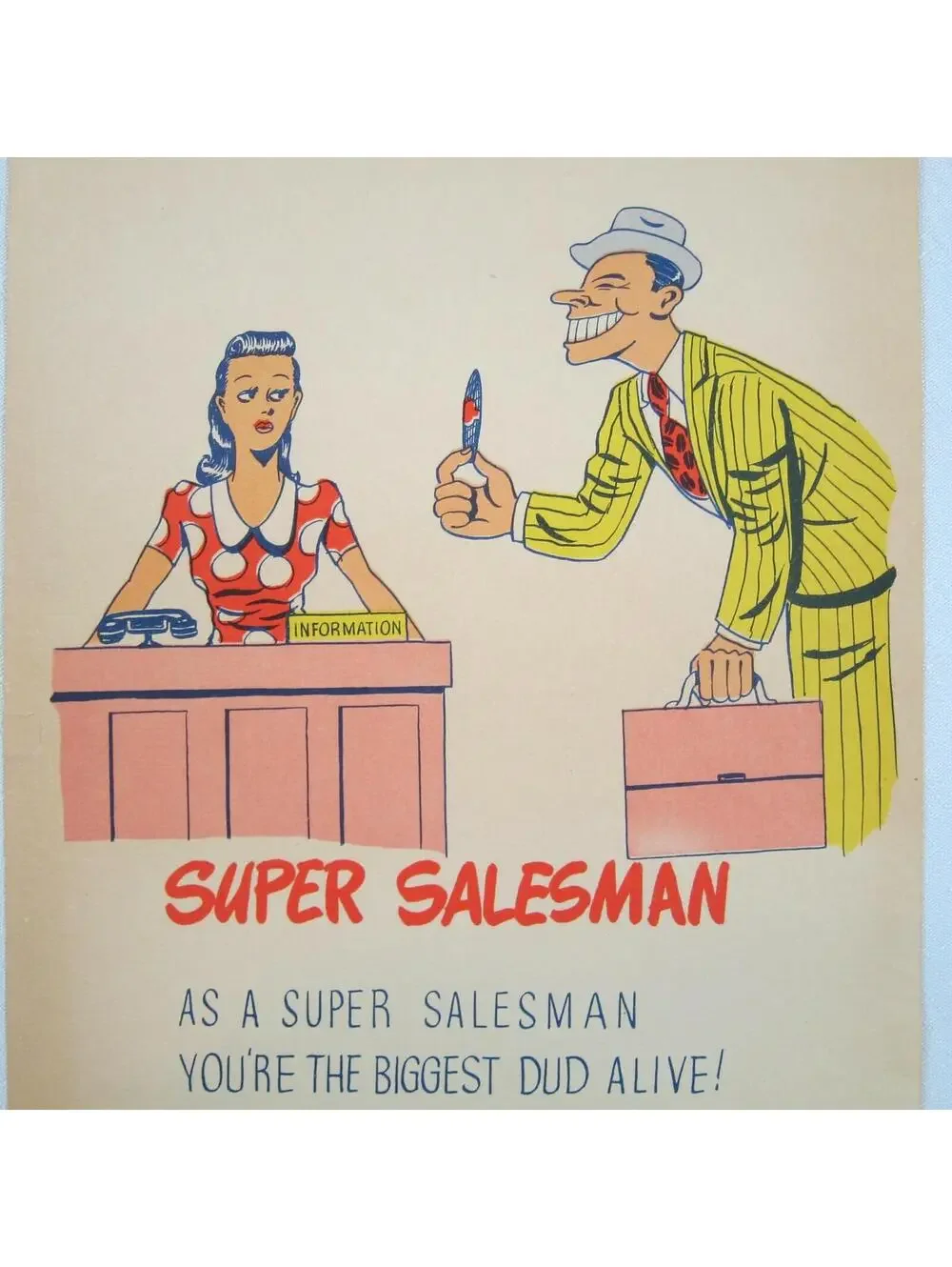 Vintage Vinegar Valentine Super Salesman Penny Dreadful Sarcasm Insult Ephemera